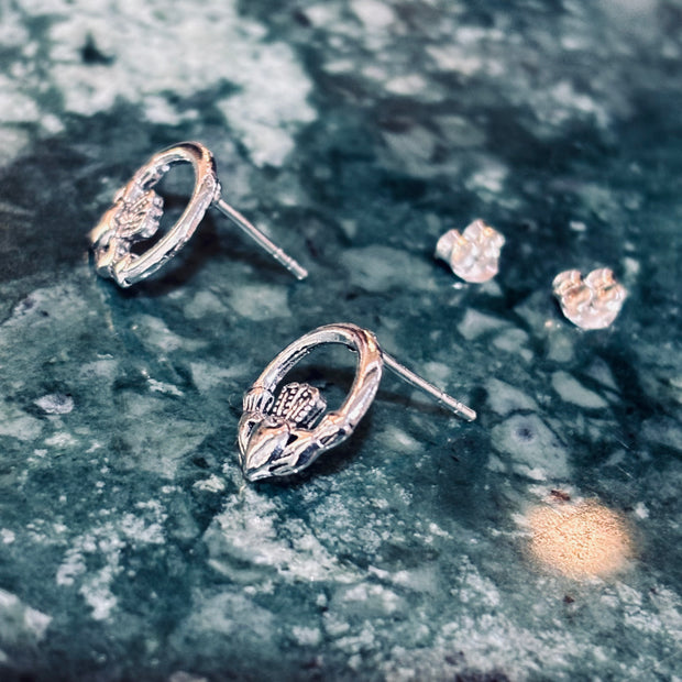 Sterling Silver Traditional Claddagh Studs