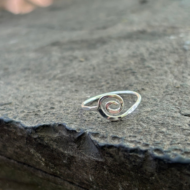Sterling Hammered Silver Spiral Ring