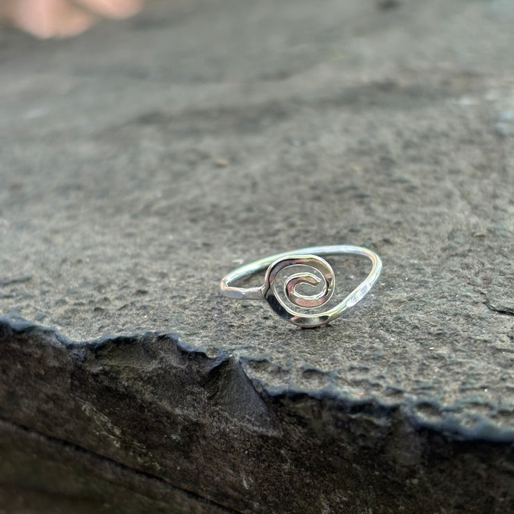 Sterling Hammered Silver Spiral Ring